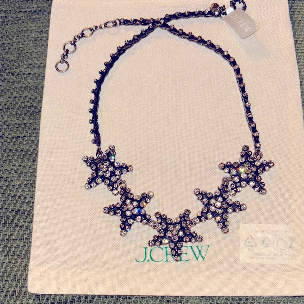 J. Crew Black and Jeweled Star Necklace NWT